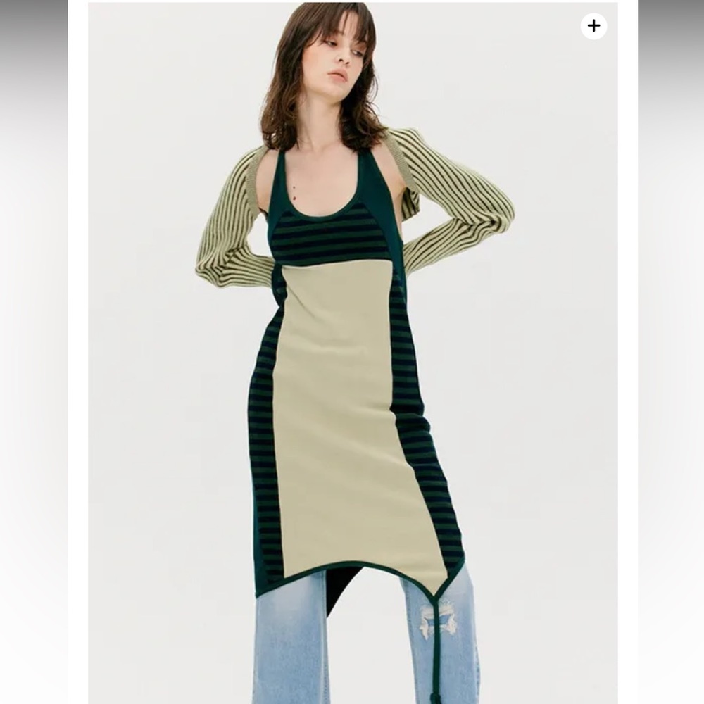 The Open Project Open Back Panel Halter Dress - G… - image 1